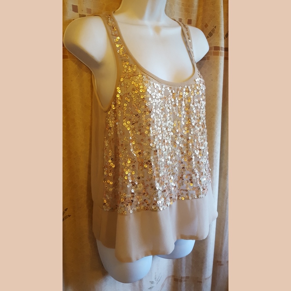 Two-Toned Sheer Sequin Tank